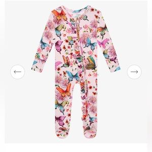 Posh Peanut Watercolor Butterfly  
Footie Ruffled Zippered One Piece